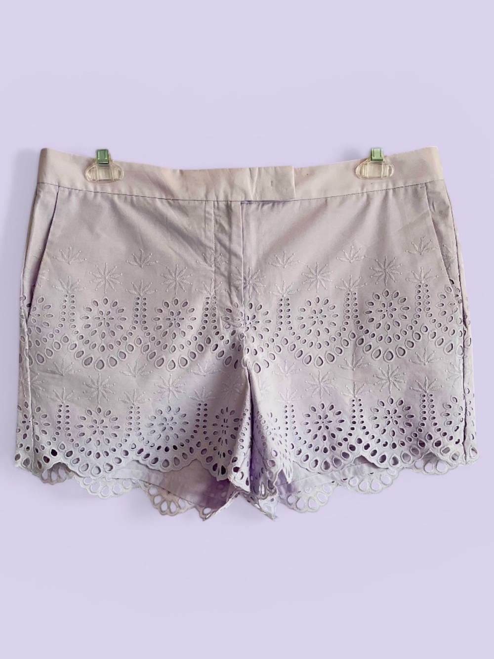 Ann Taylor Pale Lavender 4.5" Cotton Devin City Eyelet Shorts